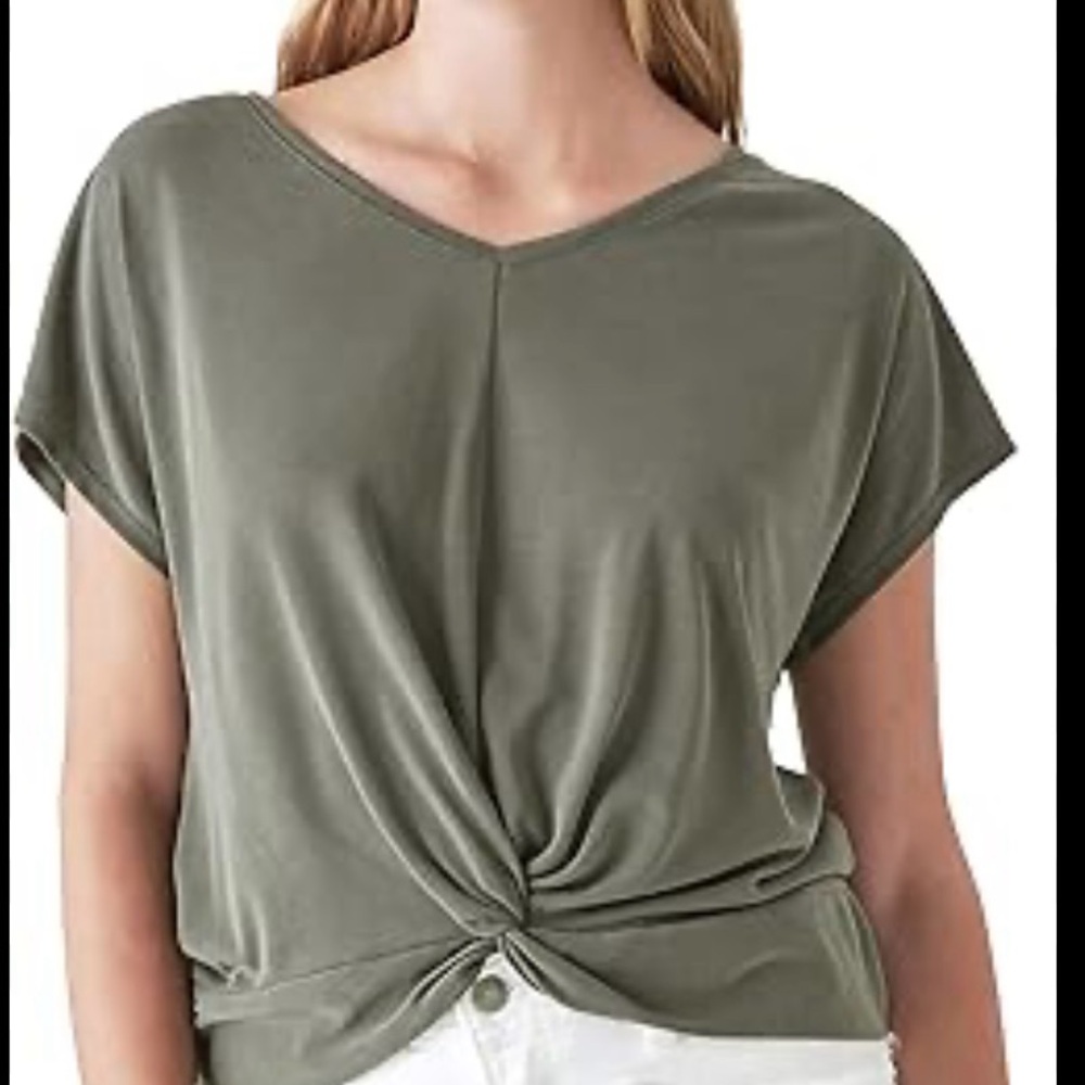 Lucky Brand Sage Green Twist Front Tee